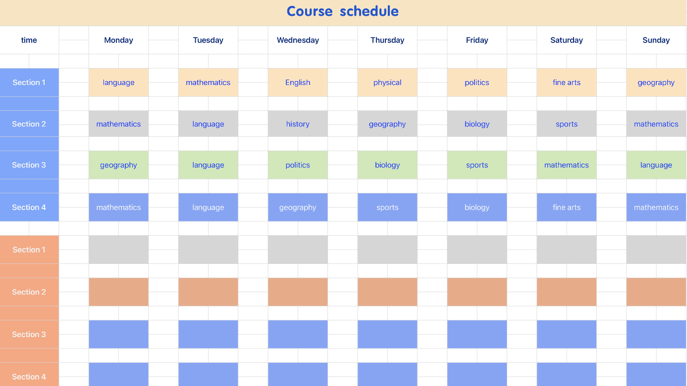 Class schedule 7 1